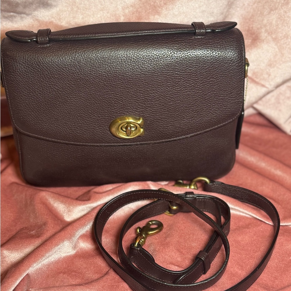 Coach Cassie Crossbody Dark Red Oxblood Pebbled Leather Bag 68348